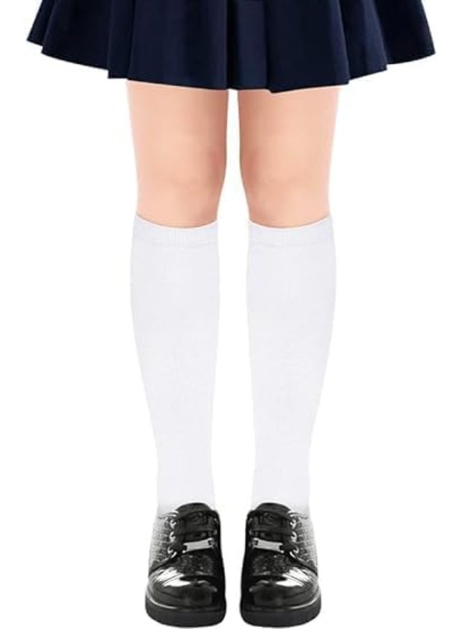 3 أزواج من الجوارب الطويلة حتى الركبة للبنات، زي مدرسي بدون درزات، فستان كرة قدم قطني، جوارب طويلة للأطفال، مقاس متوسط ​​من 8 إلى 12 سنة - Image 3