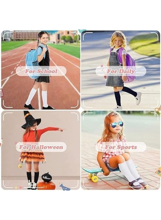 3 أزواج من الجوارب الطويلة حتى الركبة للبنات، زي مدرسي بدون درزات، فستان كرة قدم قطني، جوارب طويلة للأطفال، مقاس متوسط ​​من 8 إلى 12 سنة - Image 4