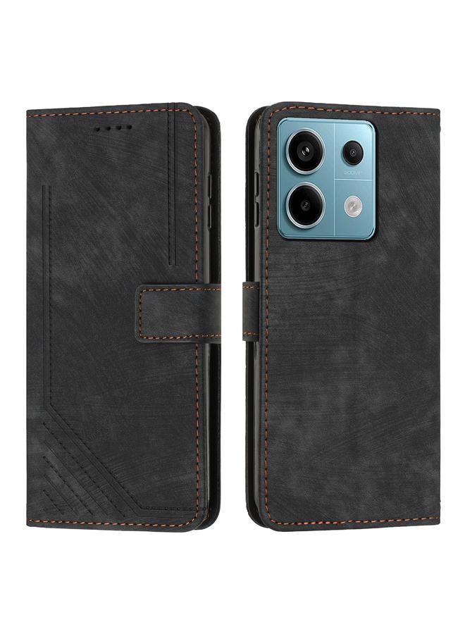 Case For Xiaomi Redmi Note 13 Pro Skin Feel Stripe Pattern Leather Phone Case with Long Lanyard
