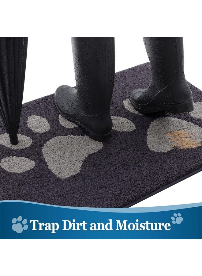 Buganda Dog Door Mat for Muddy Paws, Absorbent Dirt Trapper Washable Indoor Doormats, Non Slip Low-Profile Mud Mat for Dogs, Front Entrance Doormat for Inside Floor (30x20 Inches, Dark Grey) - Image 1