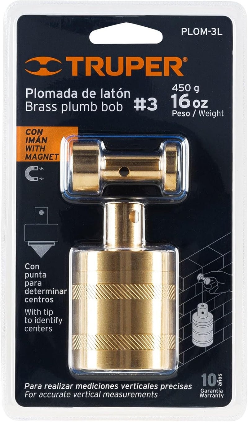 TRUPER PLOM-3L Brass Plumb Bobs w/ Center 12.4 Oz (352 g) - Image 4
