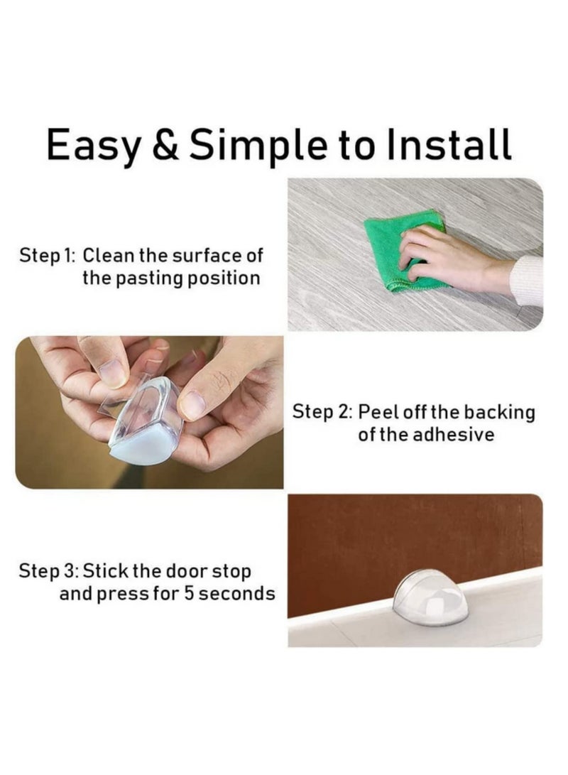 4pcs Door Stopper Transparent Acrylic Floor Door Stops Self Adhesive Hidden Wall Buffer for Protection of Wall and Furniture - Image 5