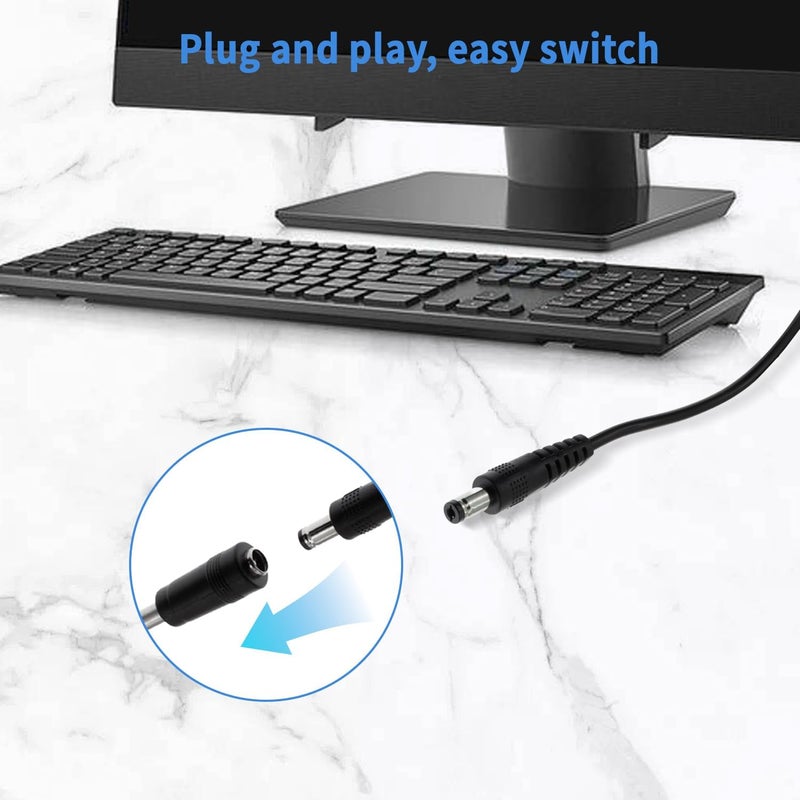 Azonee 5 فولت كابل شحن USB إلى DC، سلك طاقة عالمي من أزوني للألعاب، الساعات، المراوح، السماعات، سماعات الرأس، الشاشات، مصابيح الطاولة، الهواتف، شرائط الإضاءة LED، أجهزة التوجيه، مقاس DC 5.5 × 2.1 ملم مع 10 موصلات، طول 3.3 قدم - Image 3