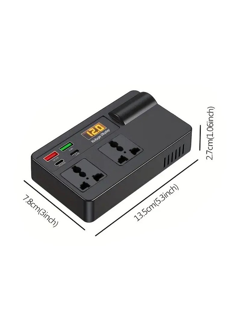 ELLEGLAM 200W Car Power Inverter 12V to 220V with USB-C PD Fast Charging, Dual AC Outlets (US/EU/UK), Digital Display, Compact Converter for Car, RV, Truck, Boat - Image 2