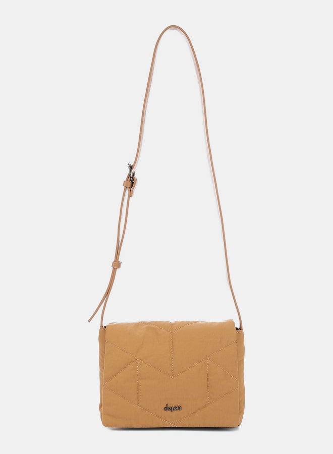 DejaVu Camel Quilted Pattern Cross Body Bag - Image 1