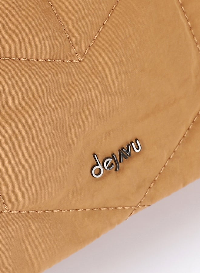 DejaVu Camel Quilted Pattern Cross Body Bag - Image 4