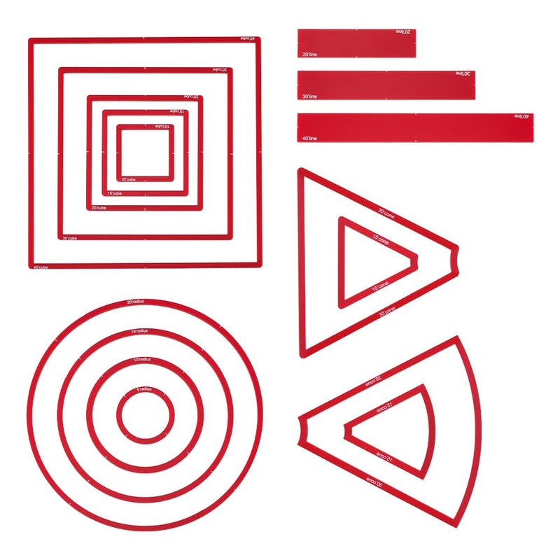 AHANDMAKER 16pcs AOE Spell Templates Set Damage Marker Area Effect Template Include 5 Square 4 Circle 4 Cone 3 Line Templates Game Accessories for DND and Other RPG Tabletop Game Red - Image 3
