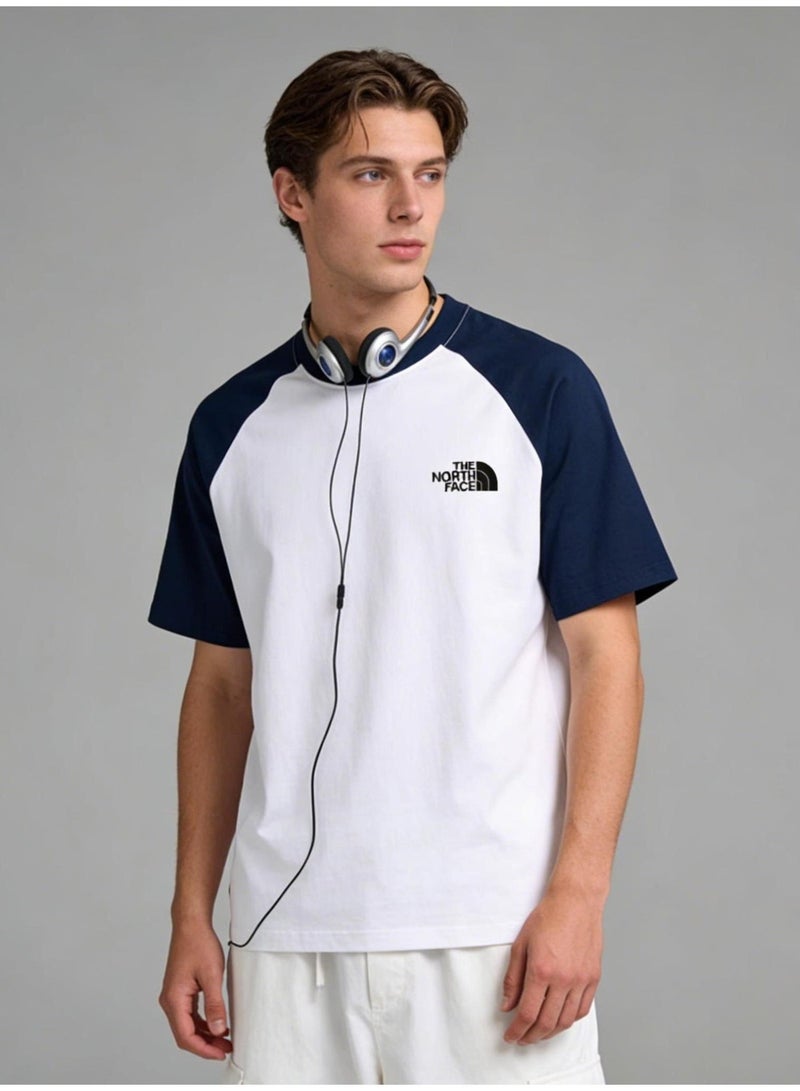 THE NORTH FACE T-shirt with round neck and short sleeve-color matching shirt-cotton T-shirt unisex loose casual couple short sleeve T-shirt - Image 2