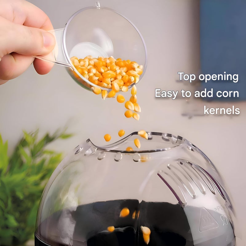 Easy‑Clean Popcorn Maker - Oil‑less, salt‑free popcorn machine with aluminum body, easy‑clean surface, transparent rotating lid for even heat, vibrant red finish, perfect for healthy home snacking. - Image 3