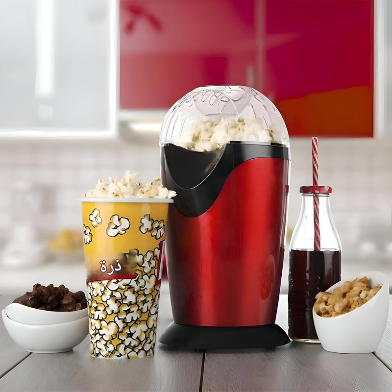 Easy‑Clean Popcorn Maker - Oil‑less, salt‑free popcorn machine with aluminum body, easy‑clean surface, transparent rotating lid for even heat, vibrant red finish, perfect for healthy home snacking. - Image 5