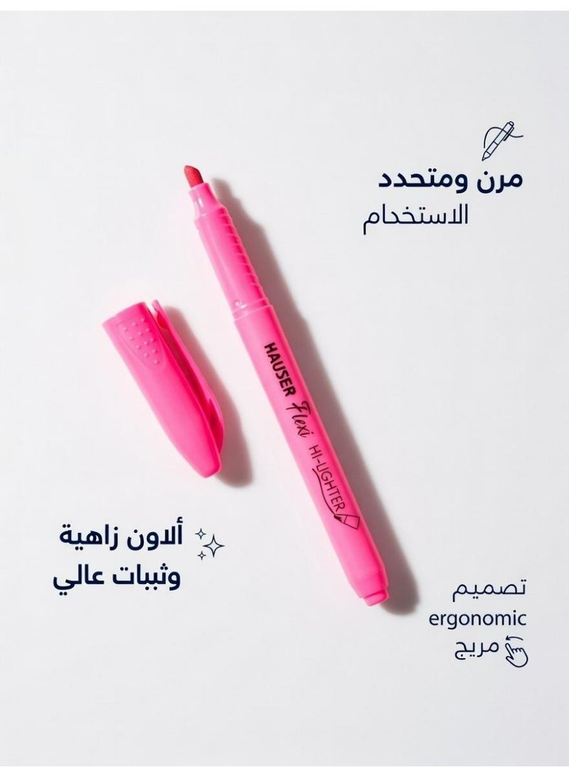 هاوزر طقم أقلام تحديد هايلايتر هاوزر فليكسي (Hauser Flexi) - مجموعة 10 ألوان متنوعة برأس مرن للكتابة والتظليل السلس - موديل H6334 - Image 2