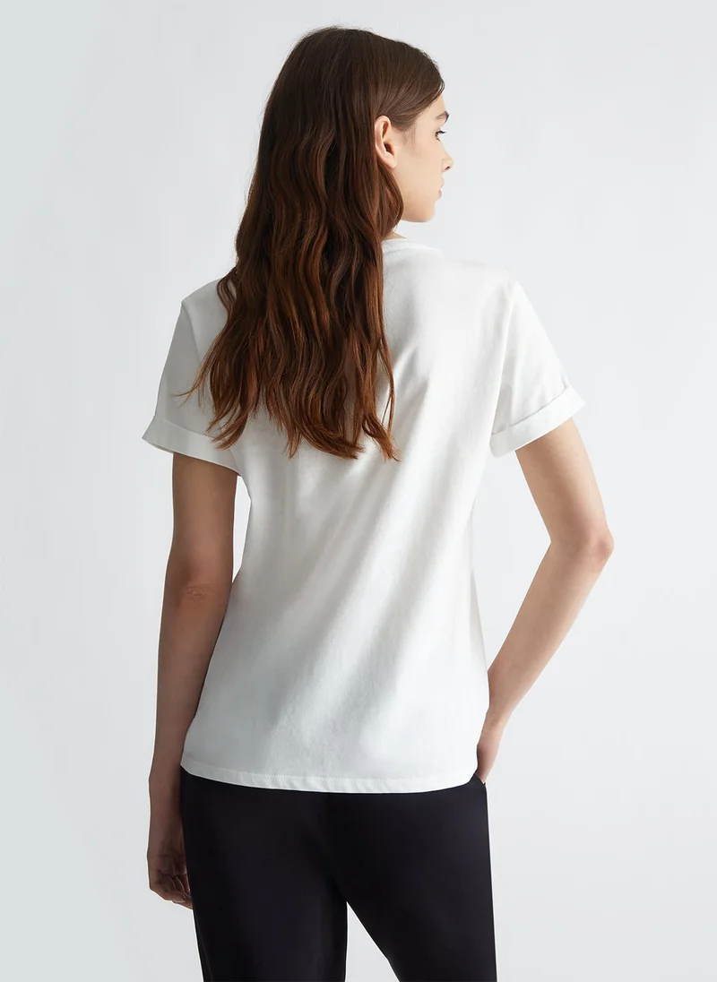 ليو جو تي شيرت مزين بأحجار الراين