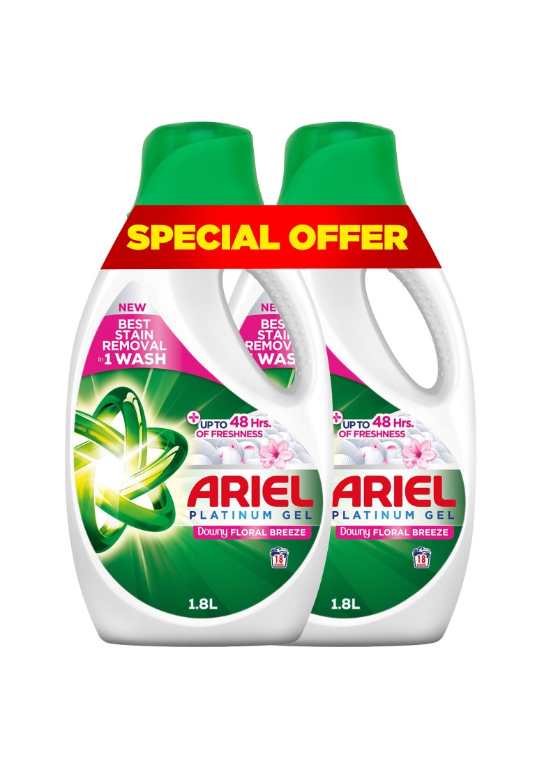 Ariel Floral Breeze Laundry Detergent Power Gel Dual Pack 2 x 1.8L - Image 1
