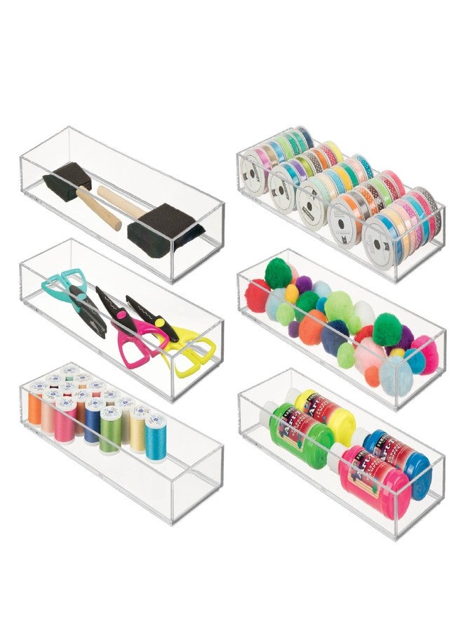 iDesign Plastic Makeup Drawer Organizer Tray - Vanity Organizer or Desk Drawer Organizer - Set of 6 - Clear - Image 1