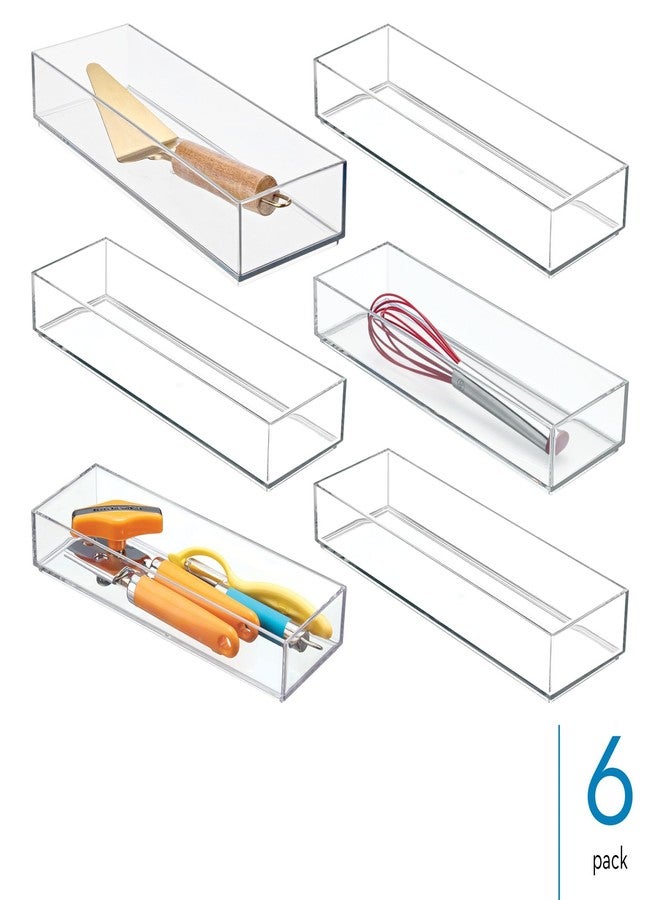 iDesign Plastic Makeup Drawer Organizer Tray - Vanity Organizer or Desk Drawer Organizer - Set of 6 - Clear - Image 2