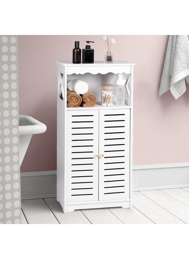 TPGP Waterproof Bathroom Storage Cabinets, White Floor Free Standing Cabinet, Storage Furniture for Bedroom Kitchen Hallway, Cupboard Unit with Daily use Layer, 75x24x34cm  - Image 1