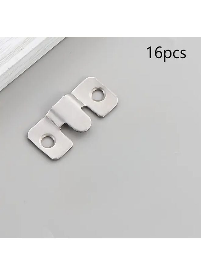 16pcs Stainless Steel Interlocking Hooks Wall Mount Brackets For Picture Frames - Image 1