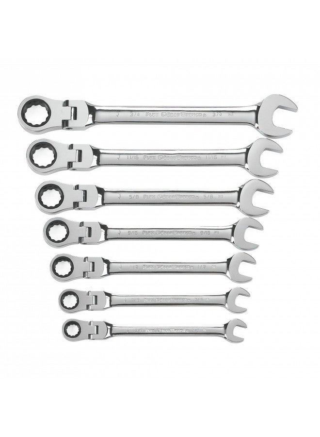 GEARWRENCH 7 Pc. 12 Pt. Flex Head Ratcheting Combination Wrench Set, SAE - 9700 - Image 3