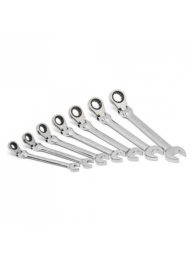GEARWRENCH 7 Pc. 12 Pt. Flex Head Ratcheting Combination Wrench Set, SAE - 9700 - Image 2