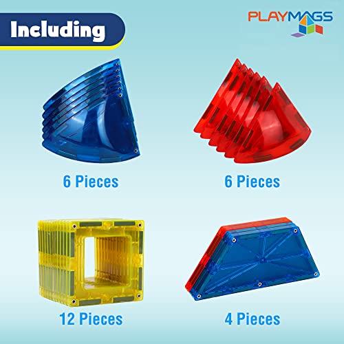 Playmags 28 Piece Magnetic Tiles Dome Set - Now with Stronger Magnets, STEM Toys for Kids, Sturdy, Super Durable with Vivid Clear Color Tiles - Image 2