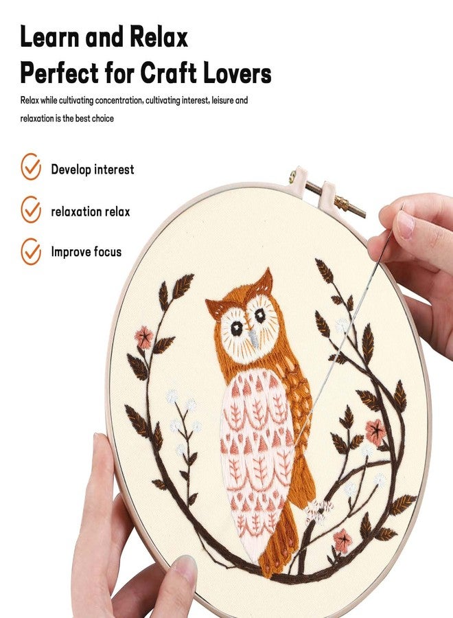 JOINRUN Embroidery Starter Kit for Beginners Adults: DIY Owl Cross Stitch Kit for Craft Lover Learn Hand Stitch, Includes Stamped Pattern,Hoop, Easy to Follow Instruction and Video - Image 4