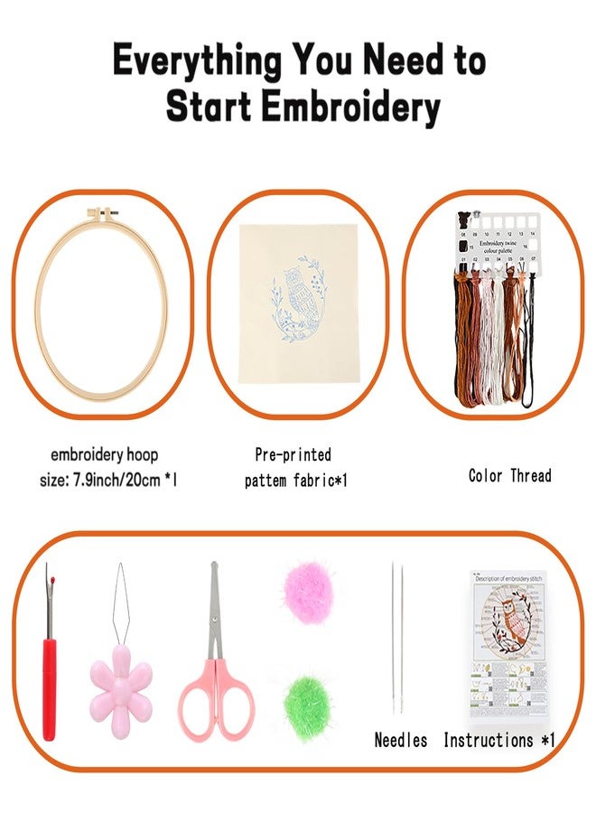 JOINRUN Embroidery Starter Kit for Beginners Adults: DIY Owl Cross Stitch Kit for Craft Lover Learn Hand Stitch, Includes Stamped Pattern,Hoop, Easy to Follow Instruction and Video - Image 3
