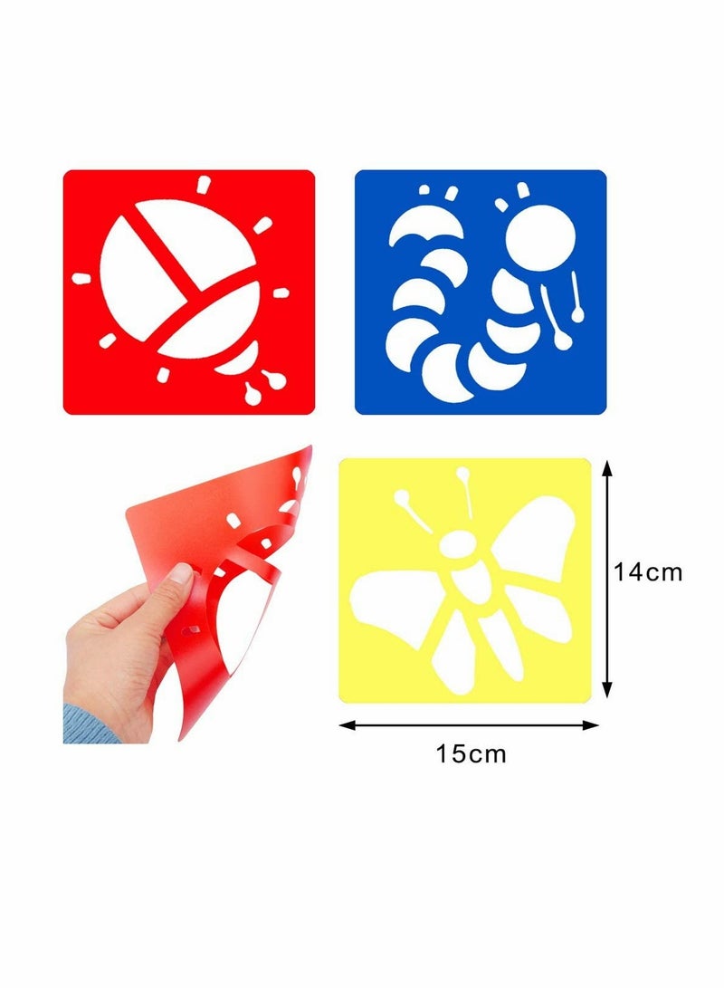 Excefore Animal Shape Stencils, 24 Pack Kids Painting Washable Stencil Set Plastic Stencils - Image 2