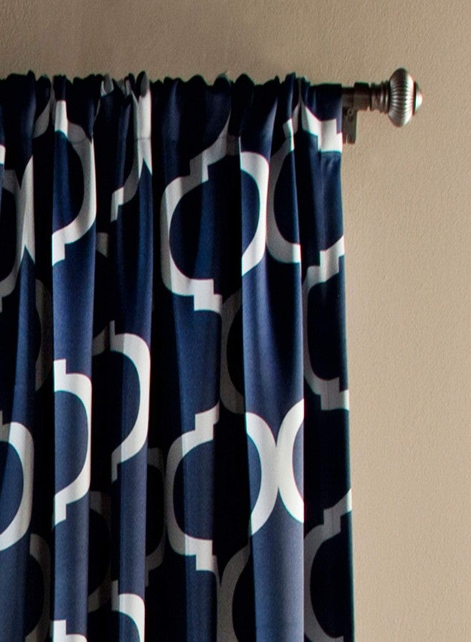 Lush Decor Geo Trellis Curtains Light Filtering Window Panel Set for Living, Dining, Bedroom (Pair), 84” x 54”, Navy - Image 2