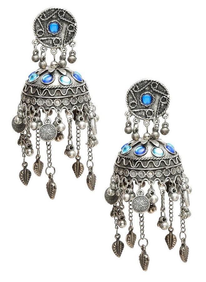 YouBella - YouBella Jewellery Celebrity Inspired Oxidised Silver Big Size Jhumki Earrings for Girls and Women (Style 2) - Image 1