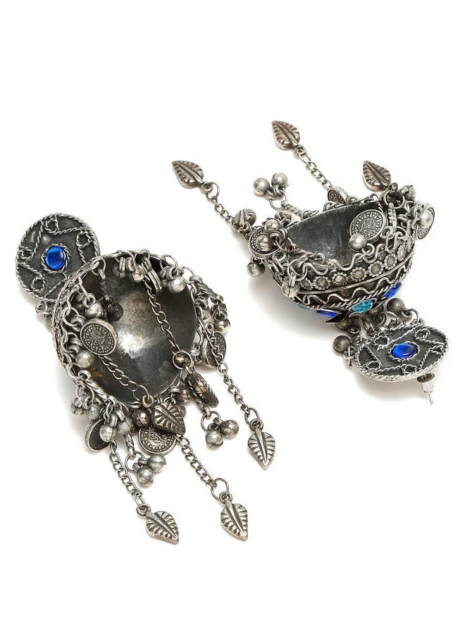 YouBella - YouBella Jewellery Celebrity Inspired Oxidised Silver Big Size Jhumki Earrings for Girls and Women (Style 2) - Image 1
