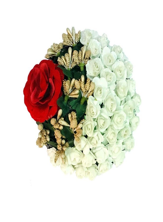AorviDesigns كعكة شعر جاجرا من أورفي ديزاينز باللون الأحمر على شكل زهرة الورد جاجرا موجرا للنساء والفتيات، ملحقات تصفيف الكعك - Image 1