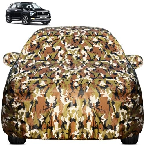 Pivalo Car Body Cover for Hyundai Creta All Model & Years (2015-2026) 100% Waterproof with Mirror Pockets, Triple Stitched Dustproof Heat Resistant UV Protection (Military/Jungle/Camouflage) - Image 1