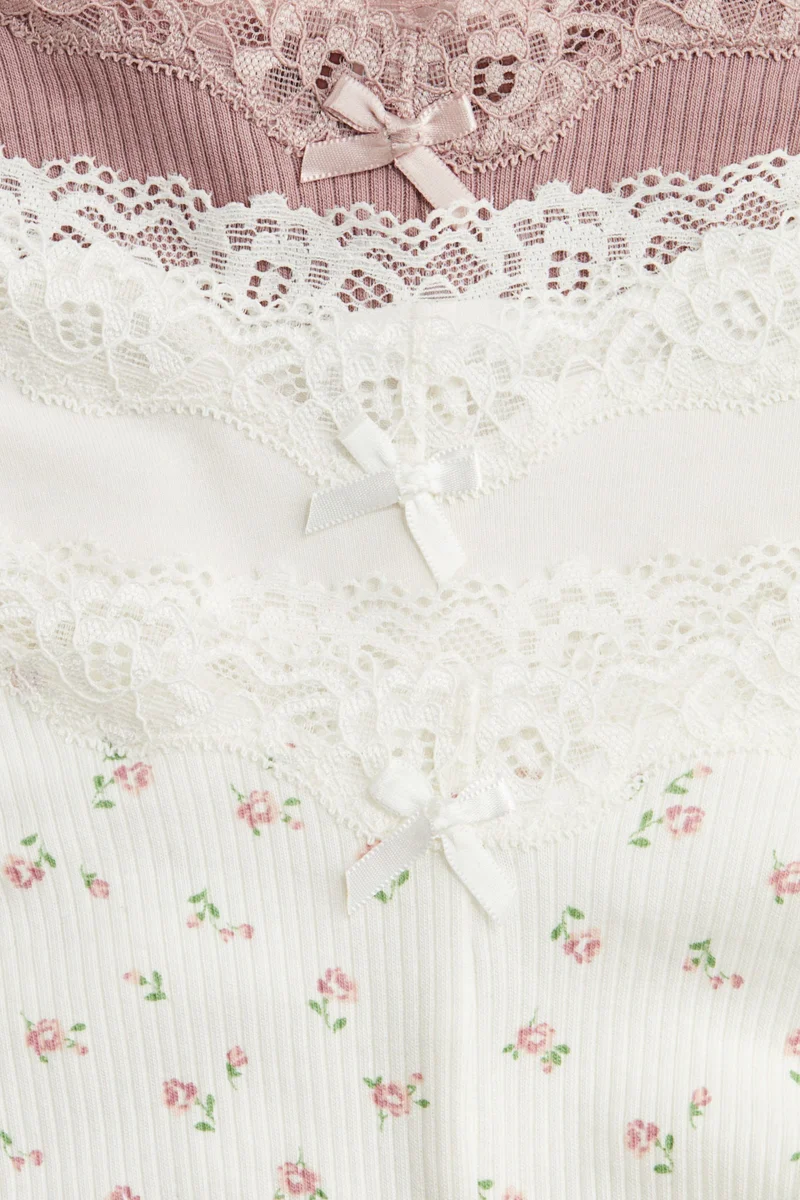 H&M 3-Pack Cotton And Lace Hipster Briefs