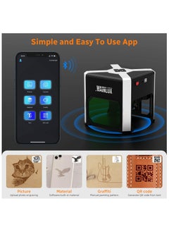 Generic Laser Engraver, WAINLUX K6 Laser Engraving Machine with 0.05mm Accuracy, Wireless BT App Control, Offline Engraving, 3W Laser Engraver for Wood Vinyl Leather Glass, DIY Art, Logo Design  - Image 2