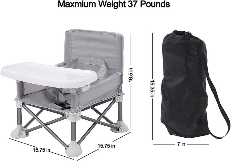 Olpad Baby Seat Booster High Chair - Space Saver Toddler Booster Seat - Portable Folding Booster Feeding Chair - Safety Belt/Food Tray/Travel Bag - Image 2