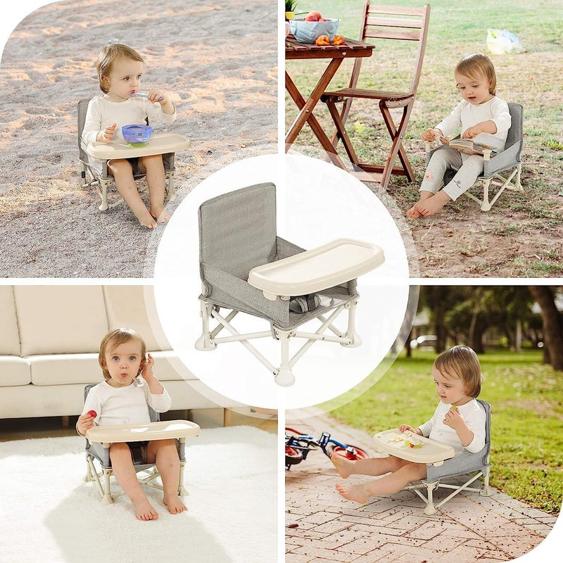 Olpad Baby Seat Booster High Chair - Space Saver Toddler Booster Seat - Portable Folding Booster Feeding Chair - Safety Belt/Food Tray/Travel Bag - Image 5