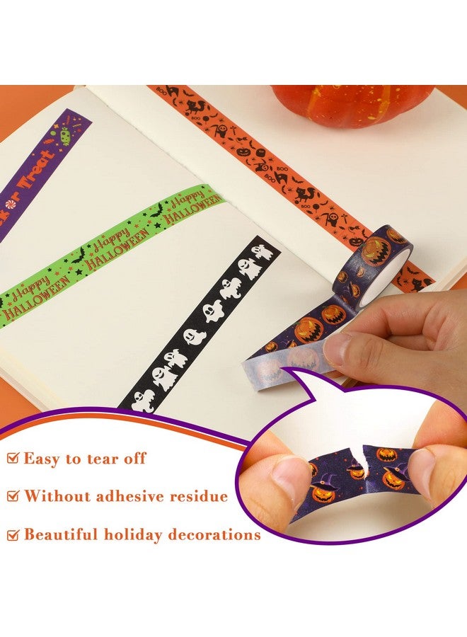 SANNIX 12 Rolls Halloween Washi Tape 15Mm Wide Halloween Pumpkin Ghost Bat Masking Tape For Diy Crafts And Scrapbooking - Image 4
