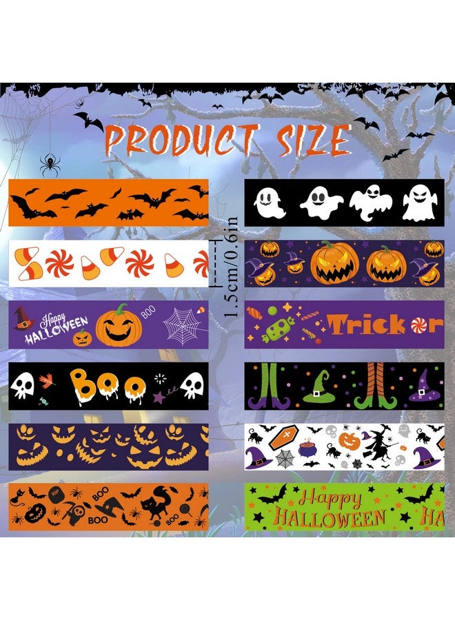 SANNIX 12 Rolls Halloween Washi Tape 15Mm Wide Halloween Pumpkin Ghost Bat Masking Tape For Diy Crafts And Scrapbooking - Image 2