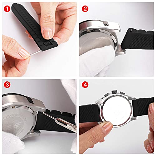 SANWA 23mm Black Silicone Rubber Diver Watch Band Waterproof Sport Stainless Steel Buckle - Image 5