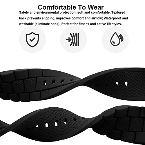 SANWA 23mm Black Silicone Rubber Diver Watch Band Waterproof Sport Stainless Steel Buckle - Image 4