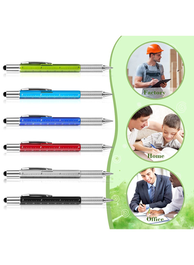 Chinco Chinco 48 Pcs Multi Tool 6 in 1 Ballpoint Pen for Men Dad Gifts Multi Function Screwdriver Touch Screen Pen with Ruler Level Gauge Present and 48 Pcs Black Ink Refills(Assorted Color)  - Image 5