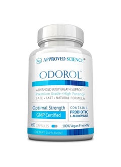 Odorol - 60 Capsules - Freshen Bad Breath and Body Odor - Contains L.acidophilus, Green Tea, Magnolia Bark, Peppermint Oil, and Fennel - All Natural, Vegan Friendly, Non-GMO