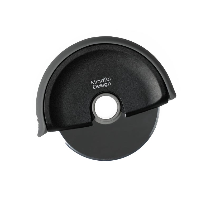 Mindful Design Pizza Cutter Wheel with Protective Blade Cover Easy to Clean and Dishwasher Safe Handheld Pizza Slicer
