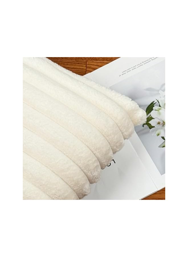 The Bros 2 comfortable soft pillow cases (45 * 45CM) - Plush soft pile striped decorative pillow cases for sofa, sofa, living room - cream white - Image 4