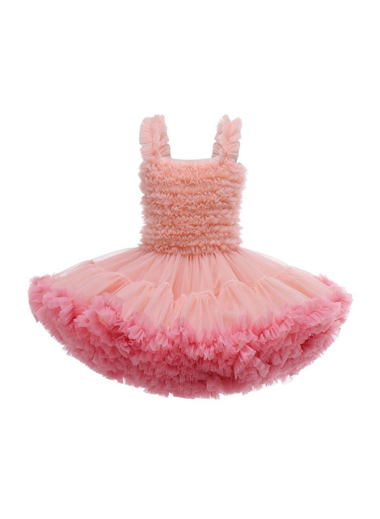 3Y Toddler Baby Girl Dress, Sweet Pink Ruffled Tulle Skirt, Perfect for Summer, Birthday Parties, Dance & Special Occasions, Fit for Height 100cm  - Image 4