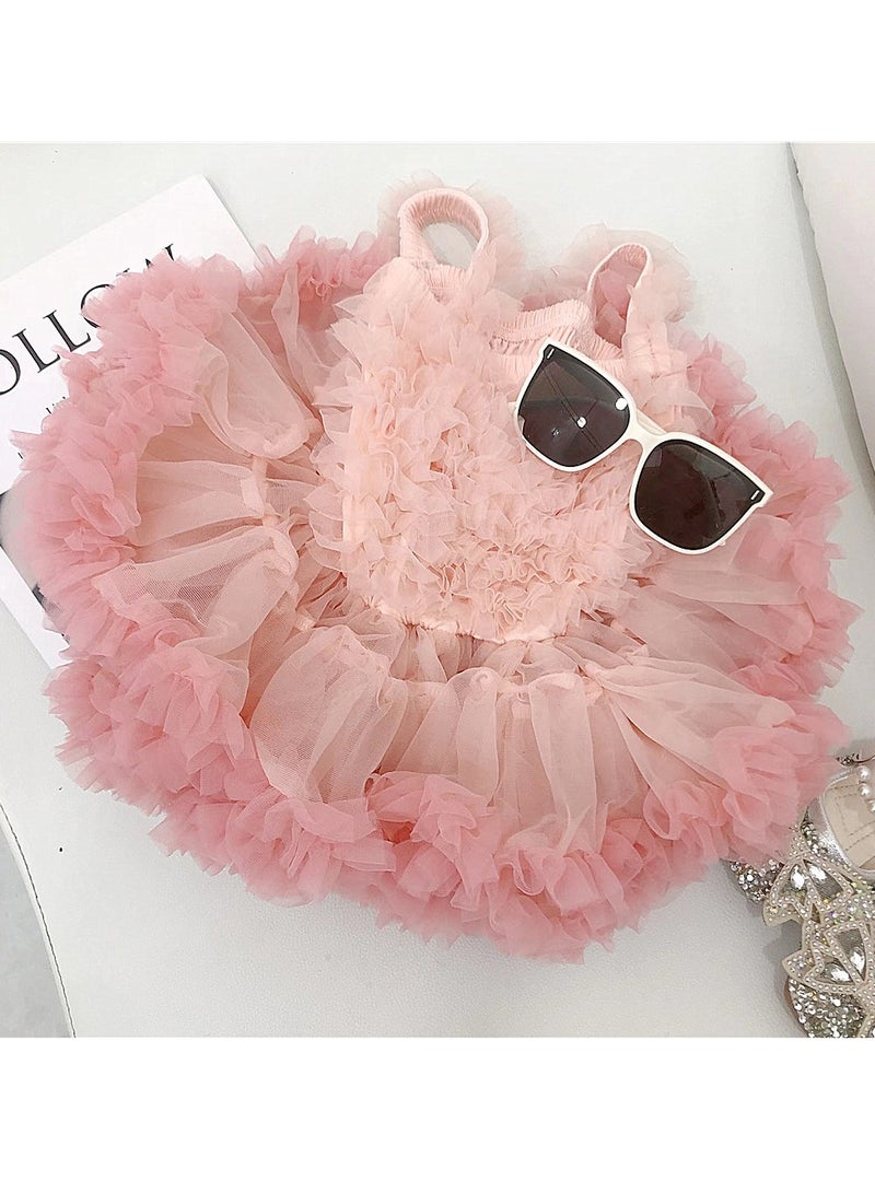 3Y Toddler Baby Girl Dress, Sweet Pink Ruffled Tulle Skirt, Perfect for Summer, Birthday Parties, Dance & Special Occasions, Fit for Height 100cm  - Image 2