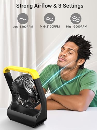 Gazeled F15 Battery Powered Fan, Long Lasting Battery Operated Fans for Camping, Portable D-Cell Desk Fan with Timer, 3 Speeds, Whisper Quiet, 180° Rotation, for Office, Bedroom, Outdoor, 5'' - Image 4