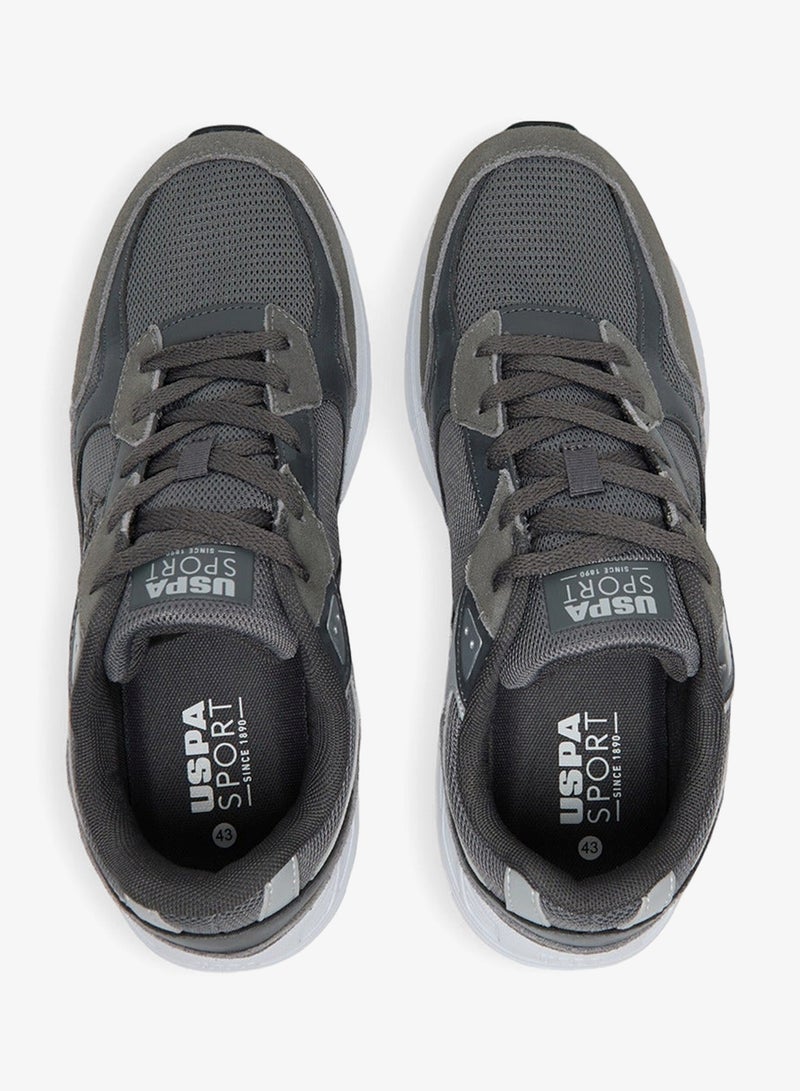 يو اس بولو اسن سنيكرز رجالي رمادي بتصميم عصري برباط - Image 5