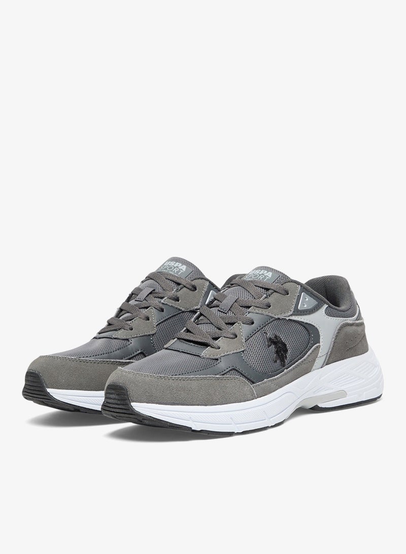 يو اس بولو اسن سنيكرز رجالي رمادي بتصميم عصري برباط - Image 3
