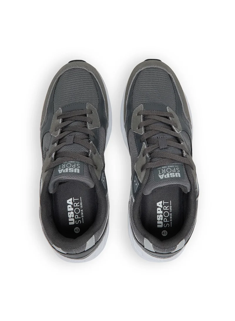 U.S. Polo Assn. Men's Grey Low-Top Sneakers - Modern Lace-Up Design, Versatile Shoes for Casual Outfits